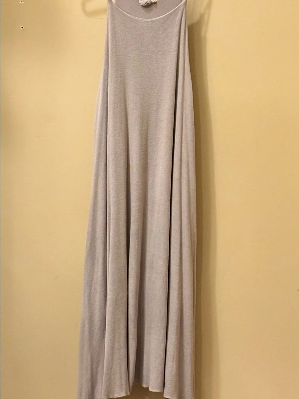 POL Taupe Flowy Ribbed Midi Dress Size Medium Boho Swing Dress - Picture 2 of 5